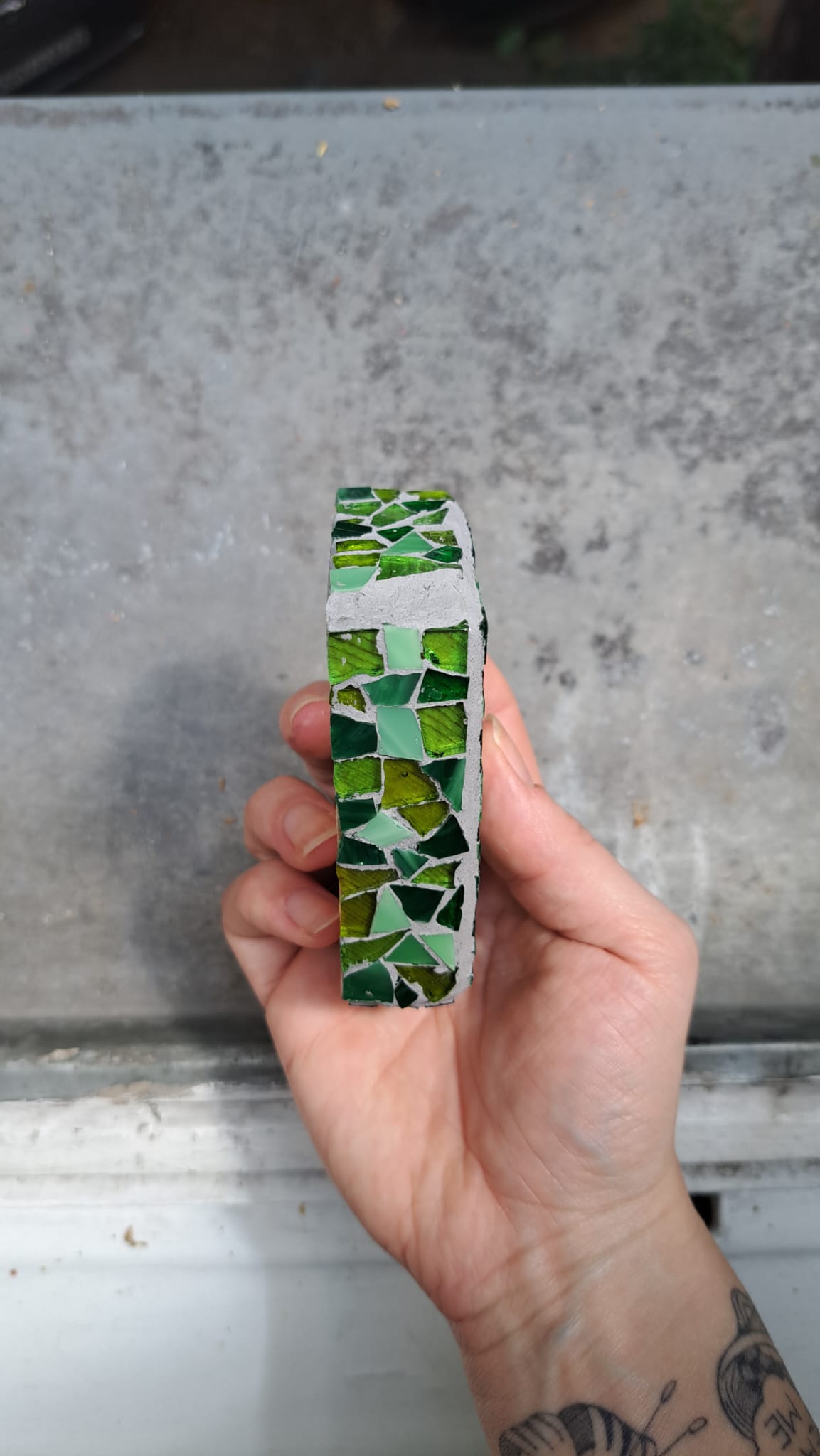 Green Giggles | Reclaimed Wood & Glass Mosaic